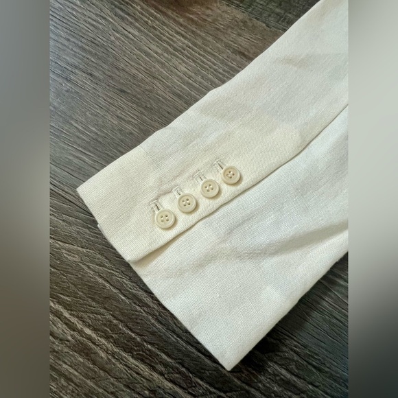 Theory Winola Linen Drape Blazer Jacket 0 Warm Ivory Office White Wedding - Picture 8 of 9